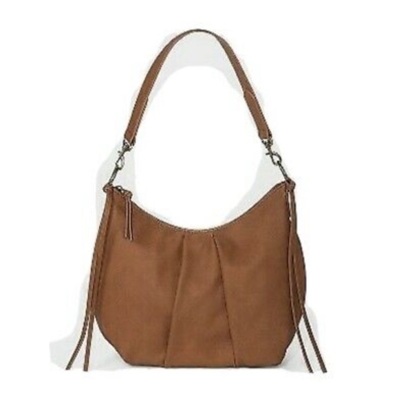 Universal Thread Handbags - Universal Thread Cognac Brown Leather Box Pleats Hobo Style Shoulder Purse Tote